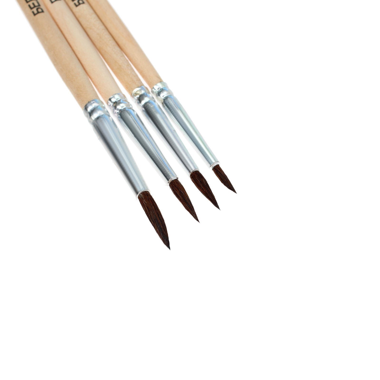 Кисти для рисования белка, 4 шт: № 1, 2, 3, 4, Calligrata круглые, дерево