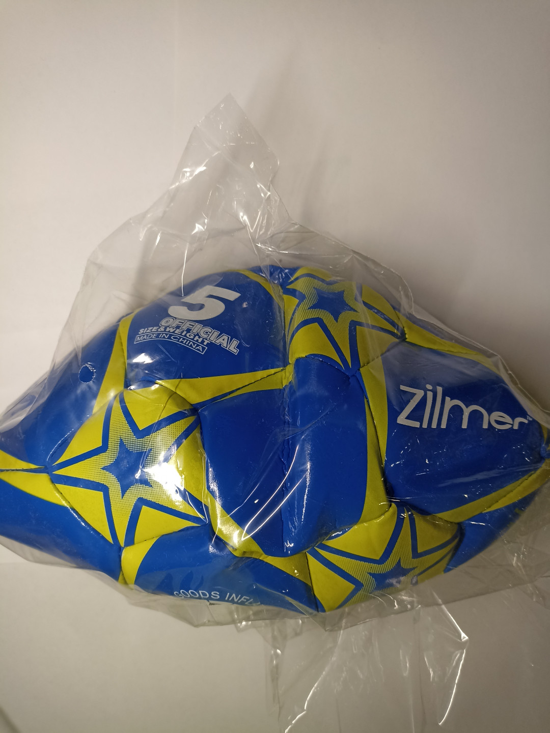Мяч футбольный Zilmer, размер 5, ПВХ, желто-синий