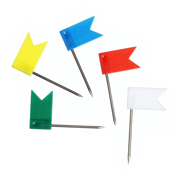 Кнопки канцелярские «Флажки», 30 шт, цветные, Calligrata