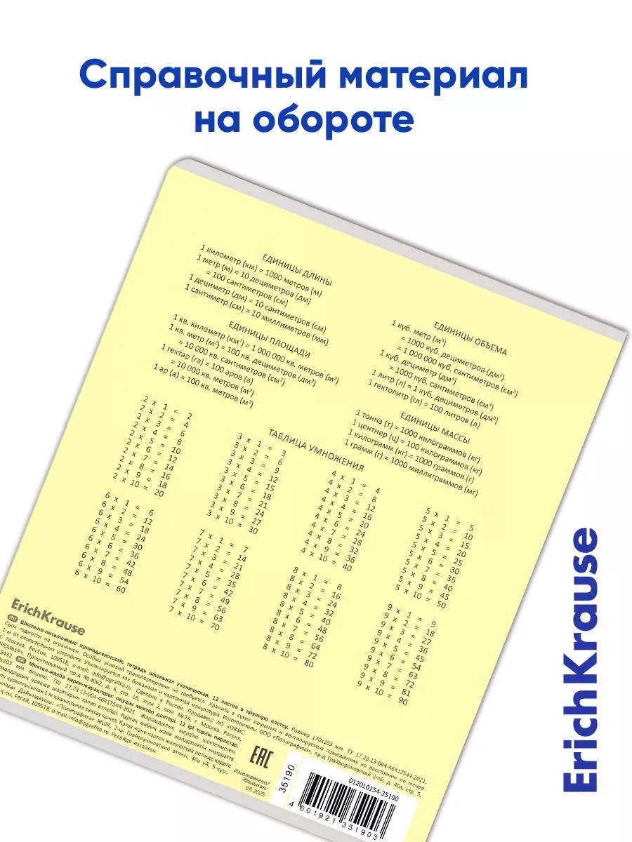 Тетрадь 12 л. в крупную клетку ErichKrause «Классика»