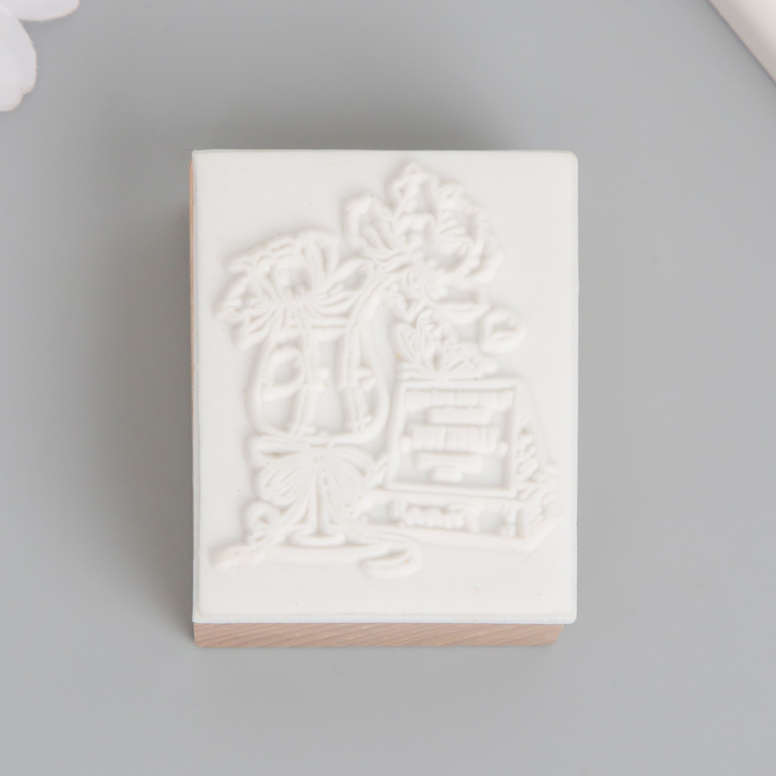 Печать дерево, резина «Цветы в бокале», 5×4×2.5 см
