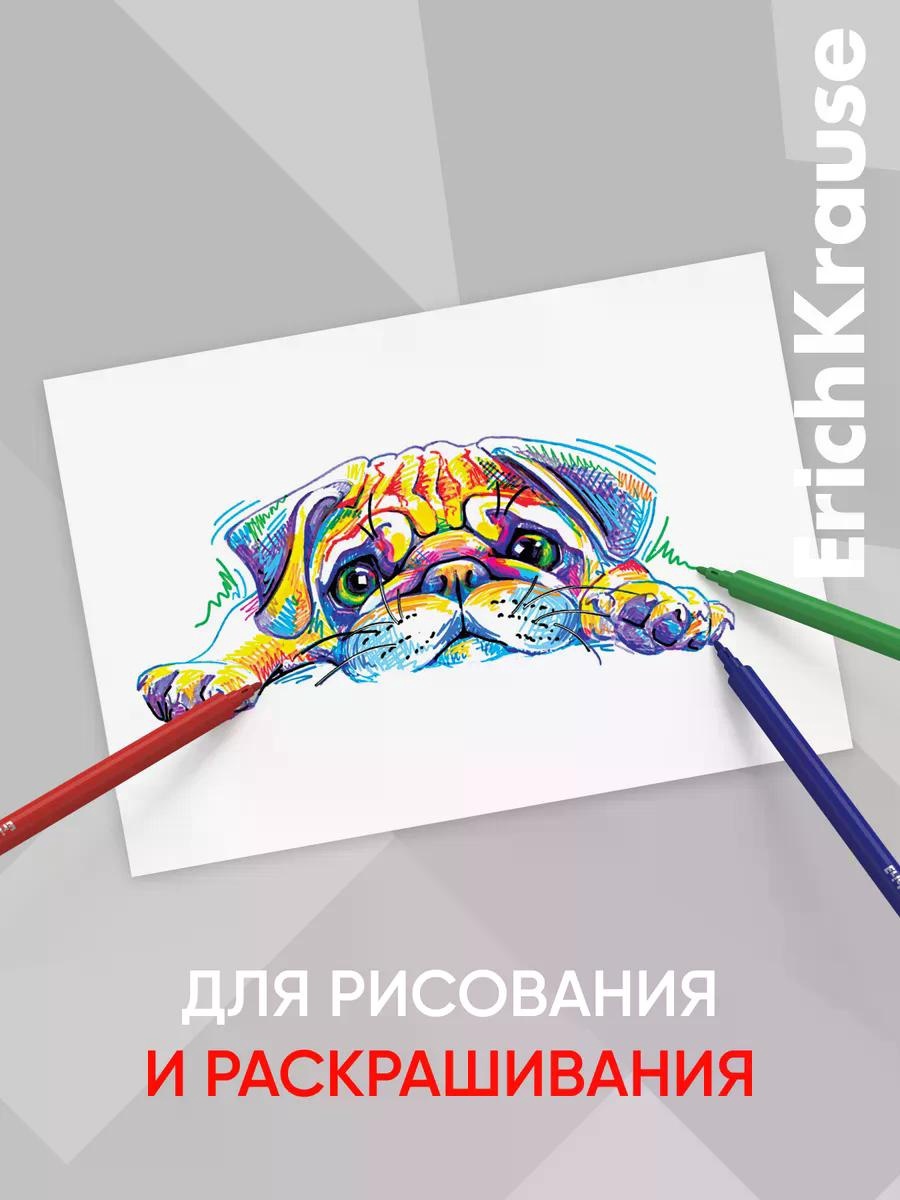 Фломастеры 12 цветов ErichKrause Techno Dino, европодвес