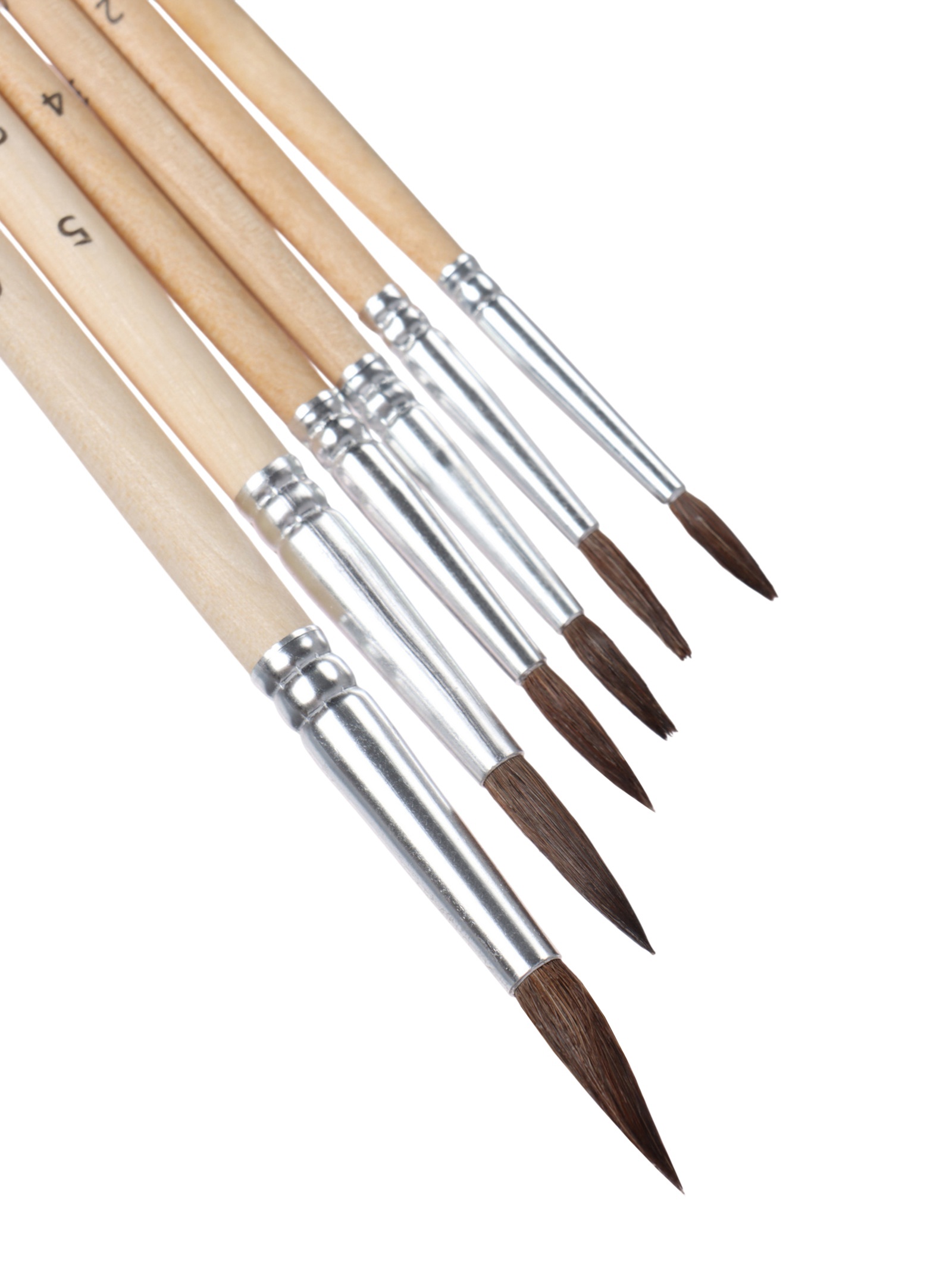 Кисти для рис-я белка, 6 шт: № 1, 2, 3, 4, 5, 6, Calligrata, круглые дерево